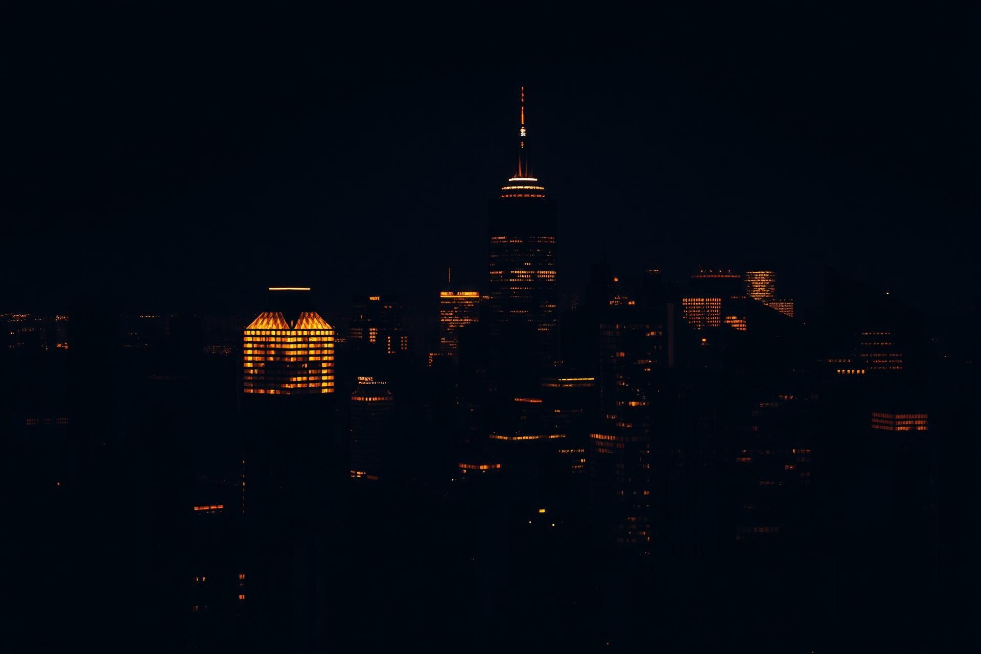 Skyline américaine au coucher du soleil